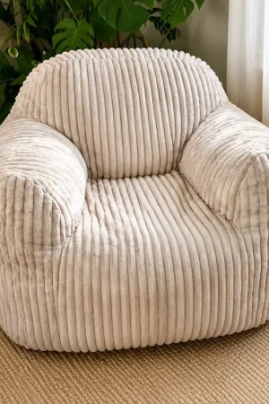 Fauteuil en velours côtelé 'Eden' beige gris Commander Maintenant